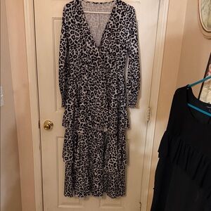 Leopard Print Long Sleeve Dress